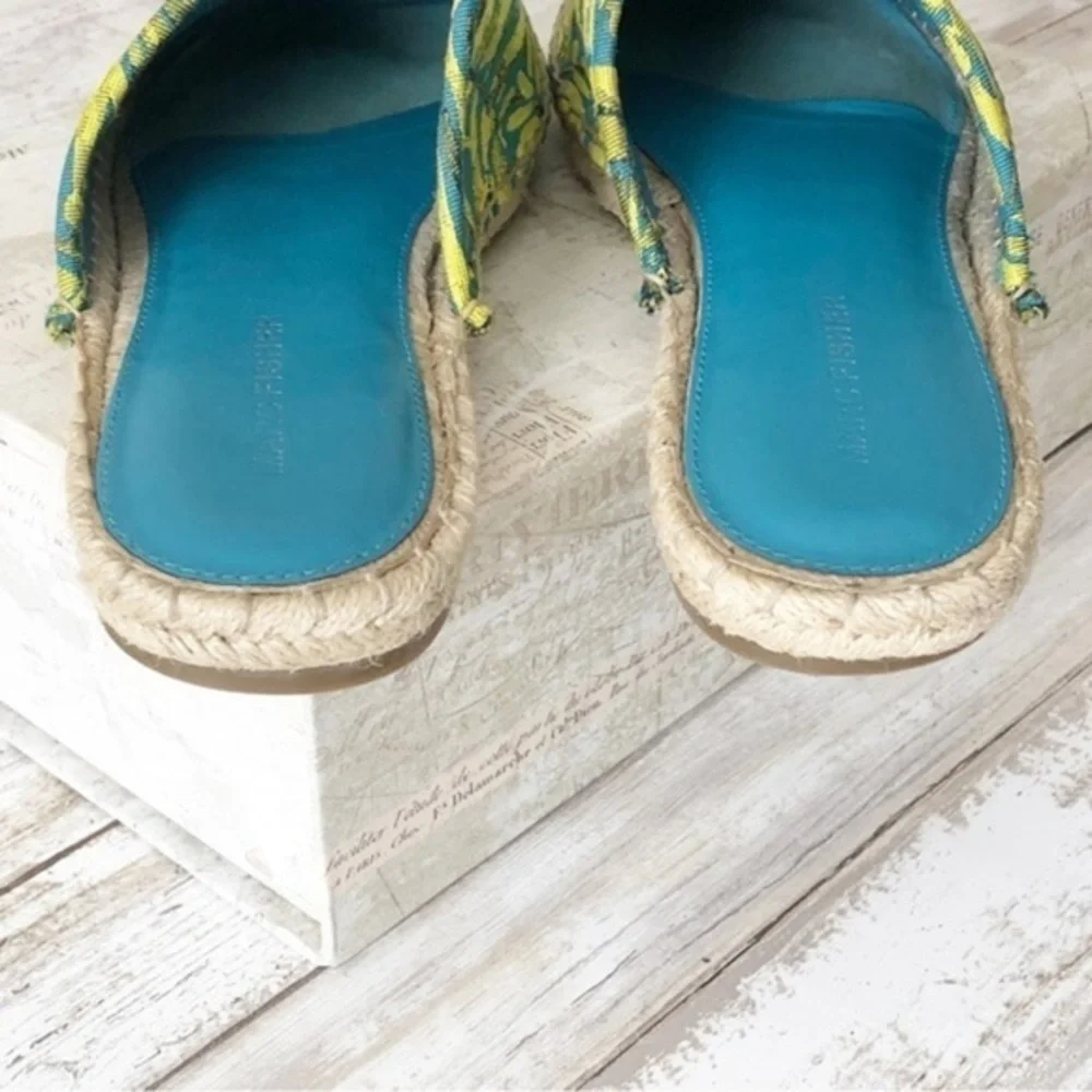 Marc Fisher Palm Leaf Slip On Jute Espadrille Size 9.5M Summer Resort Vacation